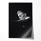 Unframed black and white David Bowie Station to Station 1976 Rotterdam Ahoy concert poster print of the Thin White Duke in profile.