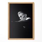 David Bowie 1976 Rotterdam black and white poster in a premium natural oak wood frame by POSTEREVER.