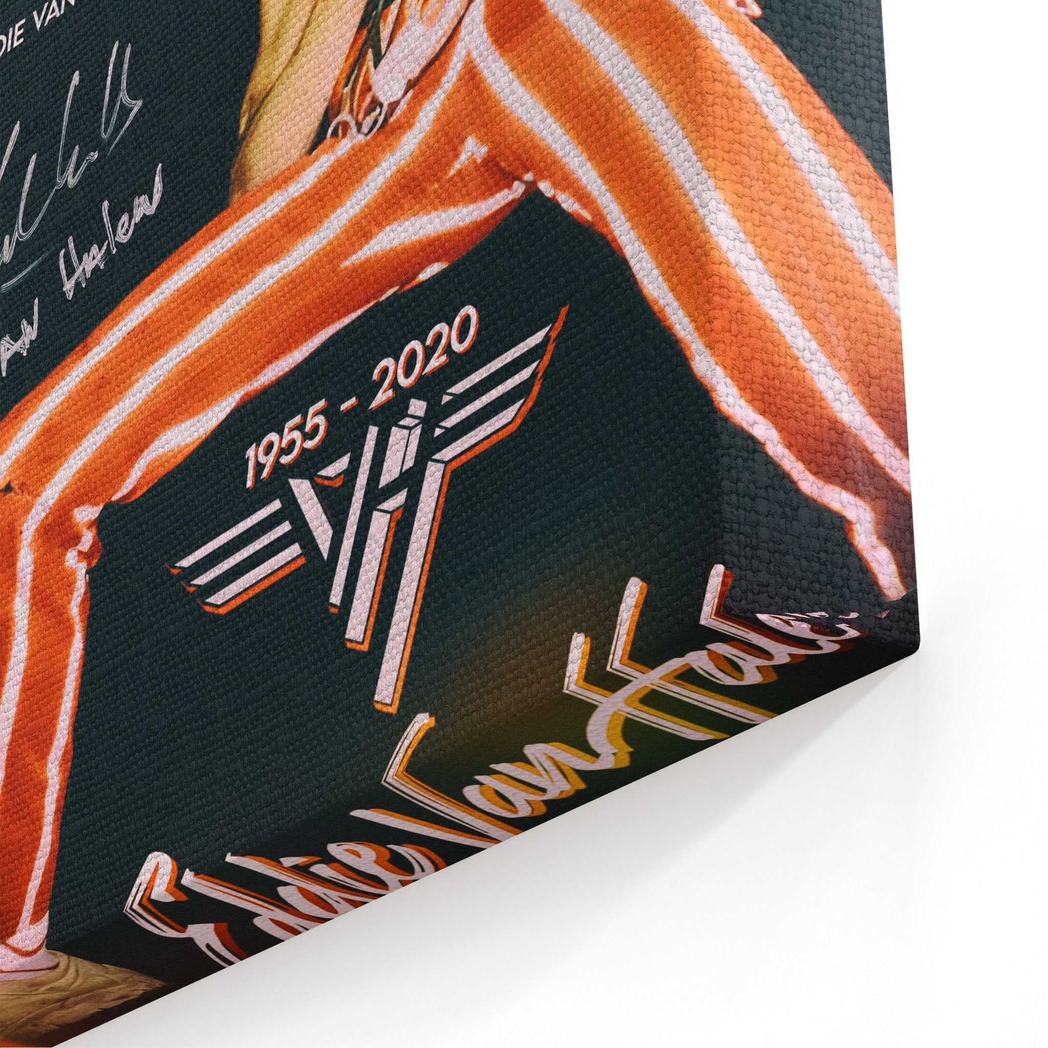 Close-up of the archival canvas texture and sharp color print detail on the gallery-wrapped edge.