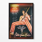 Front view of the Eddie Van Halen 1982 color canvas in a sleek black floating frame.