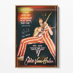Front display of the Eddie Van Halen 1982 color canvas in a premium natural wood floating frame.