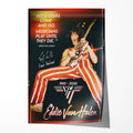 Unframed Eddie Van Halen 1982 Chicago UIC Pavilion concert poster print showing the red and white striped Frankenstrat under the spotlight.