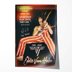 Unframed Eddie Van Halen 1982 Chicago UIC Pavilion concert poster print showing the red and white striped Frankenstrat under the spotlight.