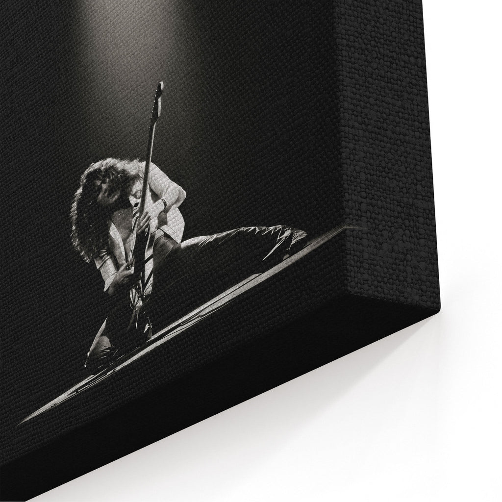 Close-up of the archival canvas texture and sharp black and white print detail on the gallery-wrapped edge.