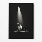 Front view of the Eddie Van Halen 1978 black and white canvas in a sleek black floating frame.