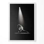Eddie Van Halen 1978 Rainbow Theatre black and white poster in a modern minimalist white wooden frame by POSTEREVER.