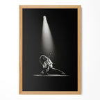 Eddie Van Halen 1978 live black and white guitar poster in a premium natural oak wood frame by POSTEREVER.