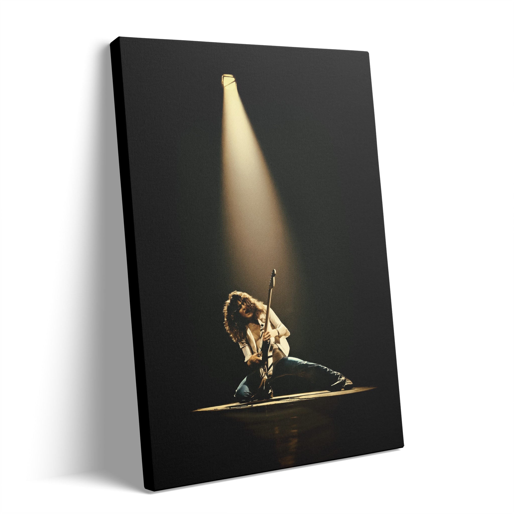 Premium gallery-wrapped colorized canvas print of Eddie Van Halen live at the 1978 Rainbow Theatre.