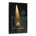 Crystal-clear acrylic glass colorized art print of Eddie Van Halen 1978 with polished edges.