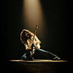 Medium zoom highlighting the vivid restored color of the Eddie Van Halen 1978 Rainbow Theatre fine art print.