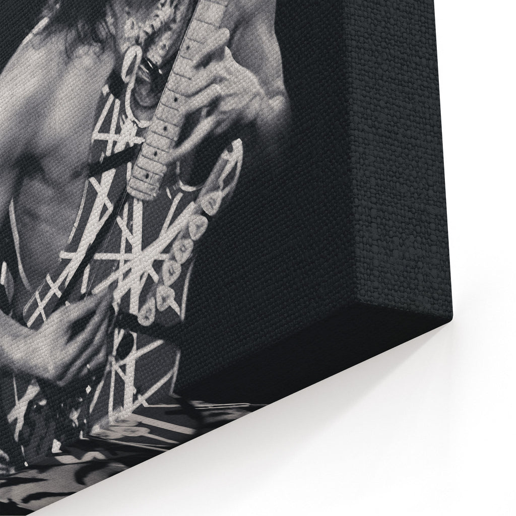 Close-up of the archival canvas texture and sharp black and white print detail on the gallery-wrapped edge.