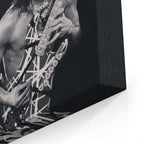 Close-up of the archival canvas texture and sharp black and white print detail on the gallery-wrapped edge.