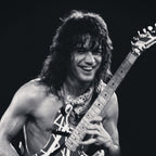 Medium zoom highlighting the rich monochrome contrast of the Eddie Van Halen 1984 Cow Palace fine art print.