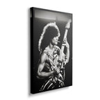 Front view of the heavy-weight black and white canvas wall art print of rock legend Eddie Van Halen.