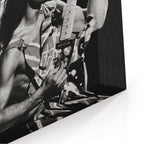 Close-up of the archival canvas texture and sharp black and white print detail on the gallery-wrapped edge.