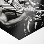 Front close-up showing the sharp detail and matte finish of the unframed Eddie Van Halen black and white art print.