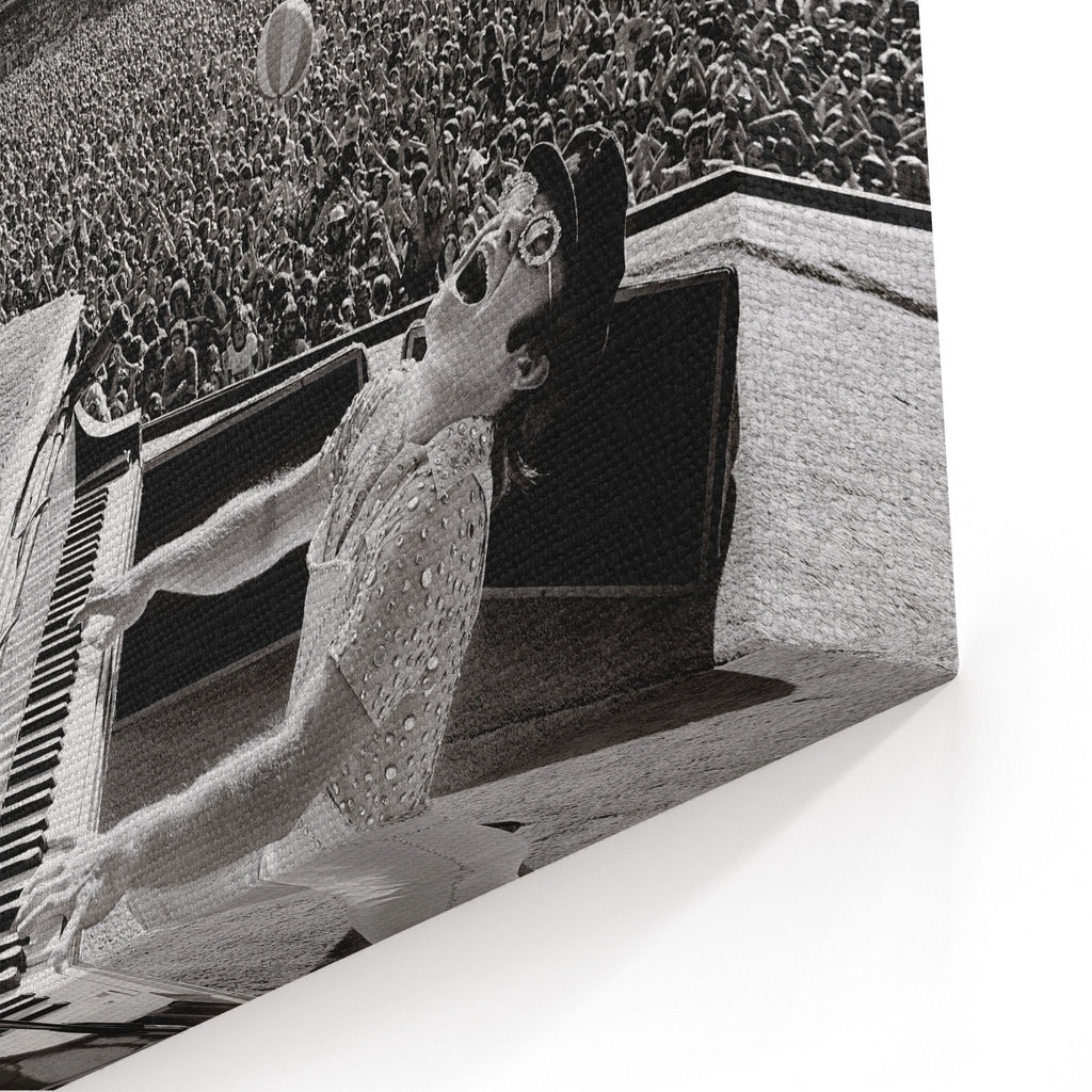 Close-up of the archival canvas texture and sharp black and white print detail on the gallery-wrapped edge.