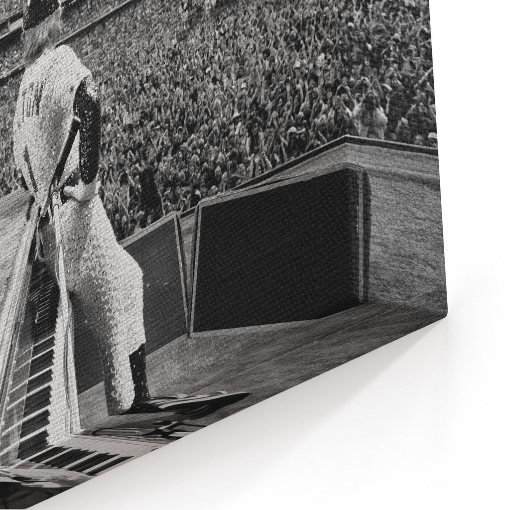 Close-up of the archival canvas texture and sharp black and white print detail on the gallery-wrapped edge.