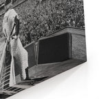 Close-up of the archival canvas texture and sharp black and white print detail on the gallery-wrapped edge.