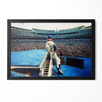 Elton John 1975 Dodger Stadium sequined baseball uniform colorized concert poster in a premium classic black wooden frame by POSTEREVER.