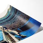 Angled close-up of the unframed premium matte Elton John 1975 Dodger Stadium colorized poster print.