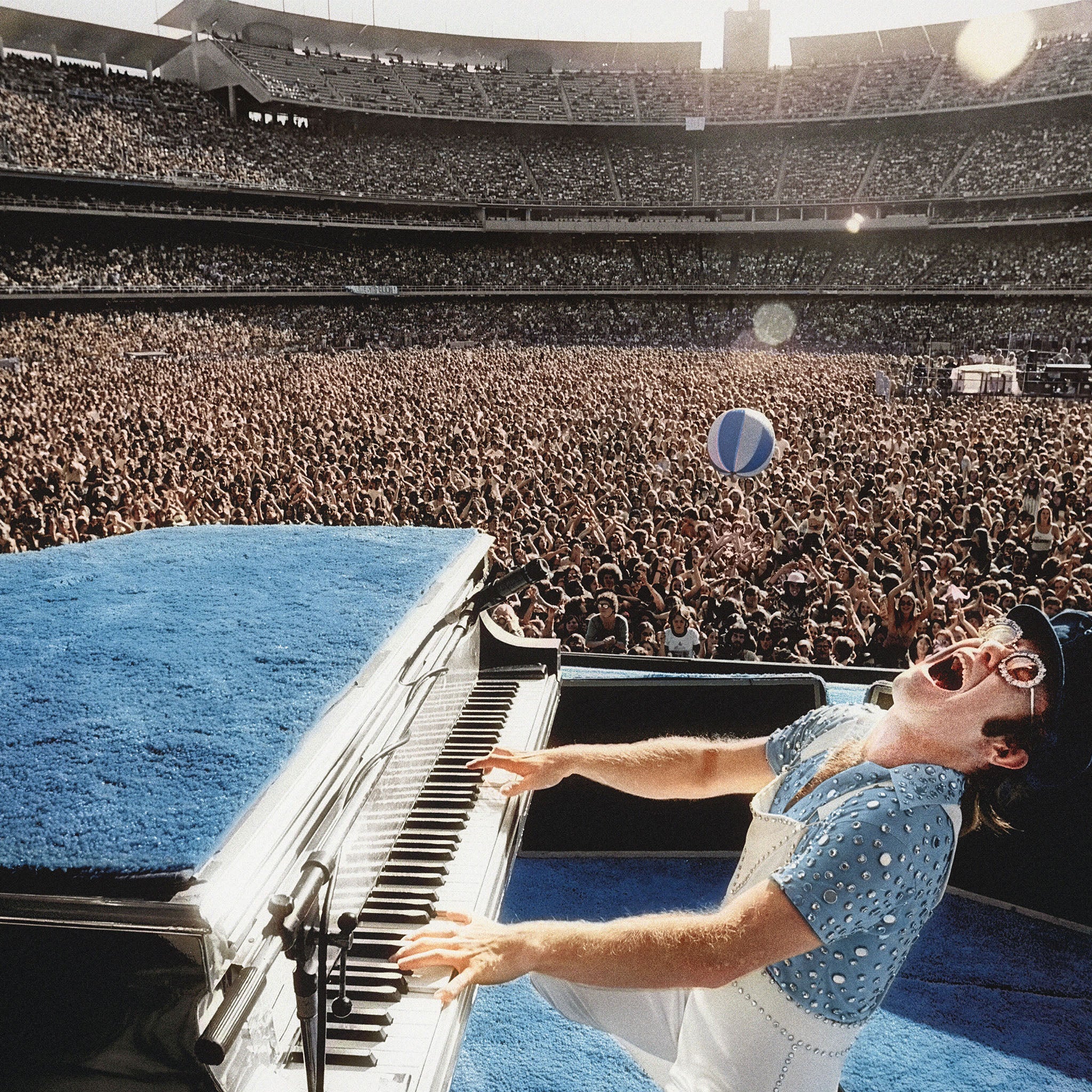 Medium zoom highlighting the vibrant colour depth of the Elton John 1975 Dodger Stadium fine art print.