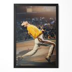 Freddie Mercury 1986 Wembley Magic Tour colour portrait in a classic black poster frame
