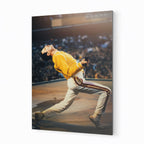 Freddie Mercury 1986 Wembley colour metal print displayed on a wall