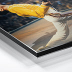 Close-up of the aluminum edge on the Freddie Mercury colour metal print