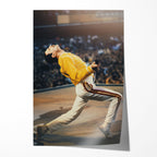 Unframed colour print of Freddie Mercury in his yellow jacket at Wembley Stadium 1986
