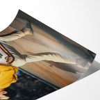 Angled close-up of the unframed Freddie Mercury colour poster showing fine paper detail