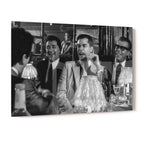 Crystal-clear acrylic glass black and white art print of the Goodfellas Bamboo Lounge scene with polished edges.