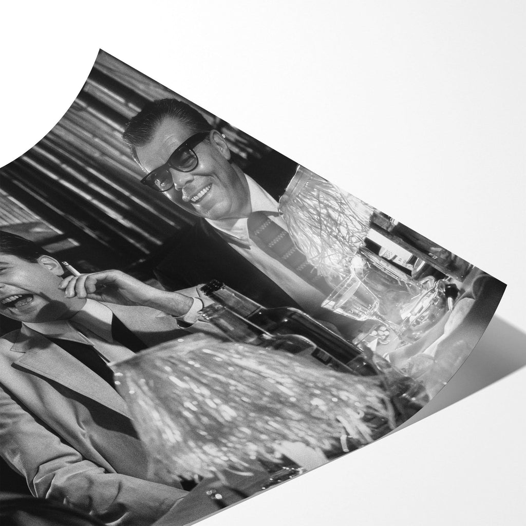 Angled close-up of the unframed premium matte black and white Goodfellas Funny How movie poster print.