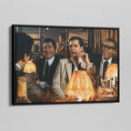Side angle of the Goodfellas Bamboo Lounge color canvas in a luxury minimalist black floating frame.