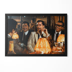 Goodfellas Funny How Bamboo Lounge scene color movie poster in a premium classic black wooden frame by POSTEREVER.