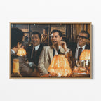 Front display of the Goodfellas Bamboo Lounge color canvas in a premium natural wood floating frame.