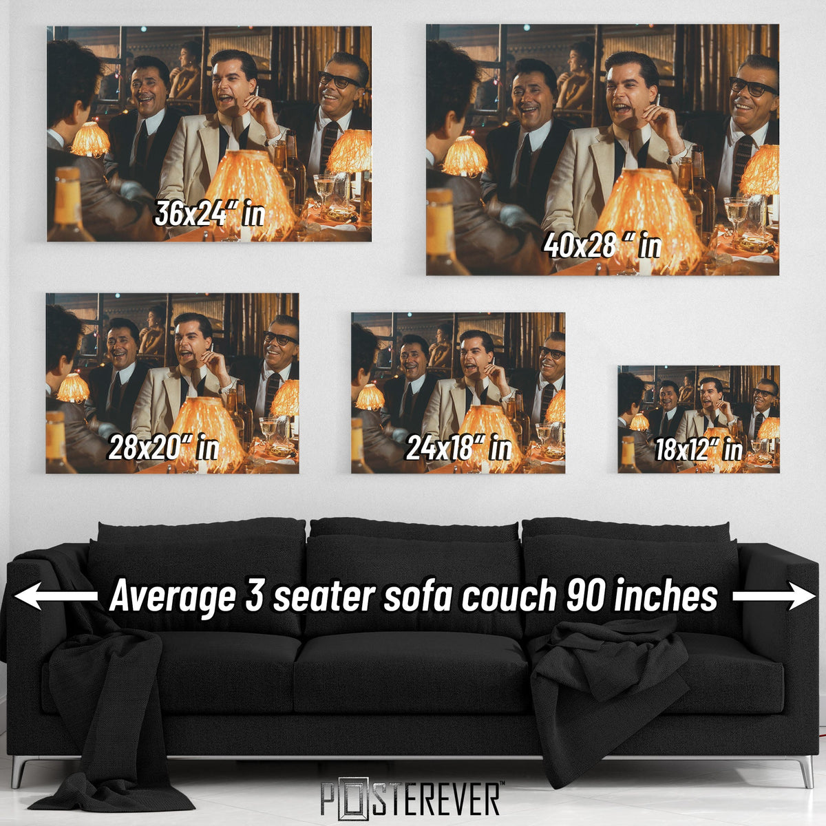 Goodfellas 'Funny How?' Bamboo Lounge Scene – Ray Liotta & Joe Pesci – 1990 Gangster Movie | Wall Art Print — size guide