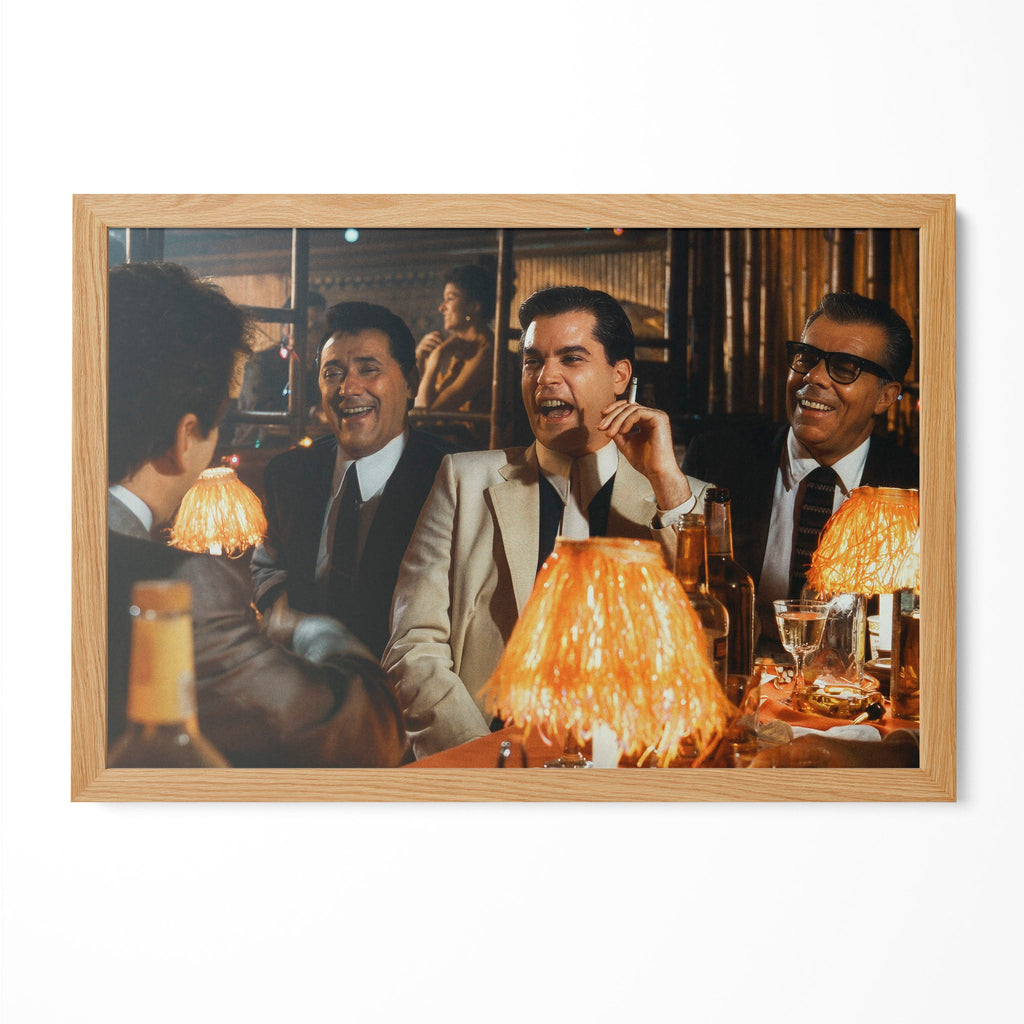 Goodfellas Bamboo Lounge scene color movie poster in a premium natural oak wood frame by POSTEREVER.