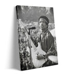 Jimi Hendrix 1969 Newport black and white gallery-wrapped canvas print