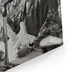 Close-up of the gallery-wrapped canvas edge on the Jimi Hendrix black and white print