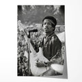 Unframed black and white print of Jimi Hendrix at the 1969 Newport Pop Festival