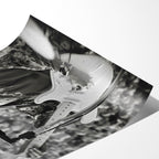 Angled close-up of the unframed Jimi Hendrix black and white poster showing fine paper detail