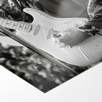 Front close-up of the unframed Jimi Hendrix 1969 Newport black and white portrait poster