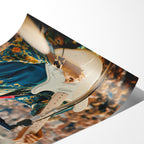 Angled close-up of the unframed Jimi Hendrix colour poster showing fine paper detail