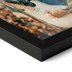 Close-up of the Jimi Hendrix colour poster in a classic black wood frame