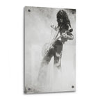 Jimmy Page 1973 Tampa black and white acrylic glass print with a glossy finish