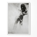 Jimmy Page 1973 Tampa black and white portrait in a classic white poster frame