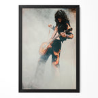 Jimmy Page 1973 Tampa Stadium colorized portrait in a classic black poster frame