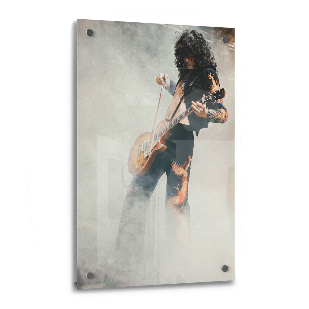 Jimmy Page 1973 Tampa colorized acrylic glass print with a glossy finish
