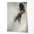 Unframed colorized print of Jimmy Page performing the violin bow solo at Tampa 1973
